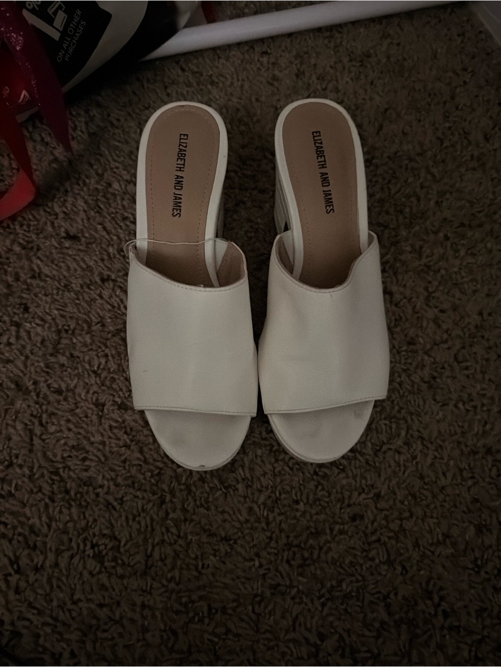 Elizabeth and James Cream Open-Toe Slide Mules